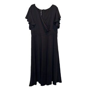 Dokotoo Womens Black V Neck Flutter Sleeve Maxi Dress Sz XL NEW Stretch Party